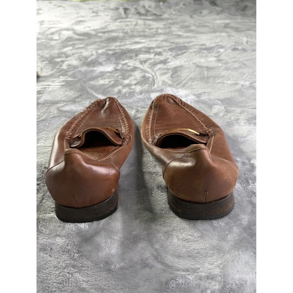 Bruno Magli Men's Dress Shoes 9.5 W Brown Moccasin Toe Stitching Leather Italy